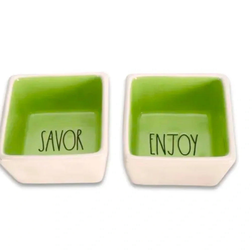NEW RAE DUNN SAVOR AND ENJOY SQUARE BOWL SET ARTISAN COLLECTION - Picture 2 of 4